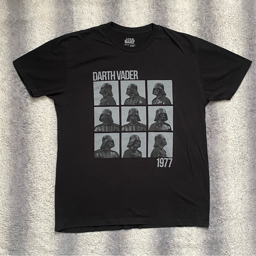 Star Wars Darth Vader Tee Shirt Mens Large Black White EST 1977 Dark Side